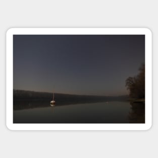 Sail boat on calm lake Sticker